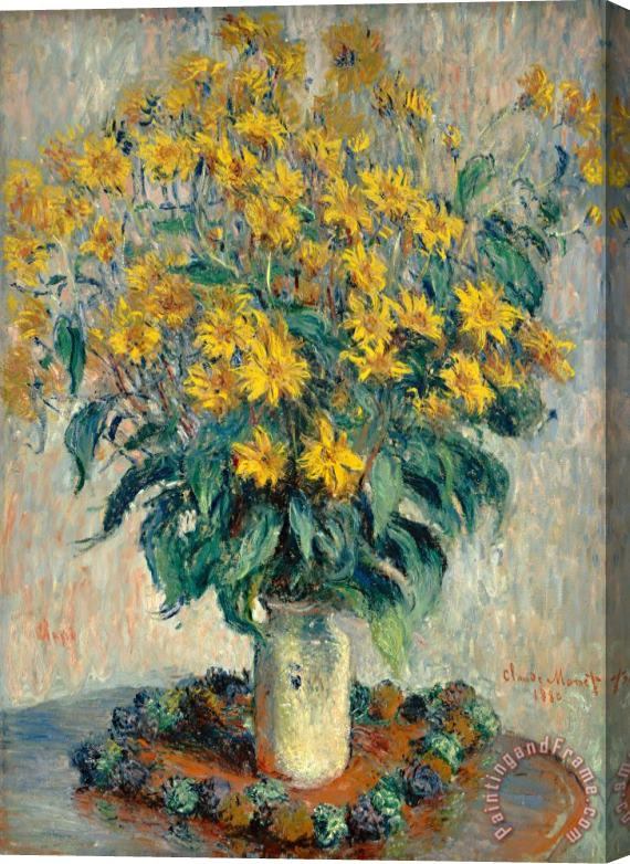 Claude Monet Jerusalem Artichoke Flowers Stretched Canvas Print / Canvas Art