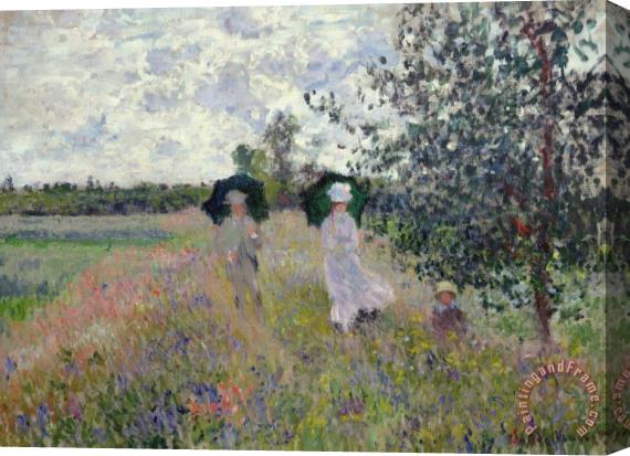 Claude Monet Promenade near Argenteuil Stretched Canvas Painting / Canvas Art