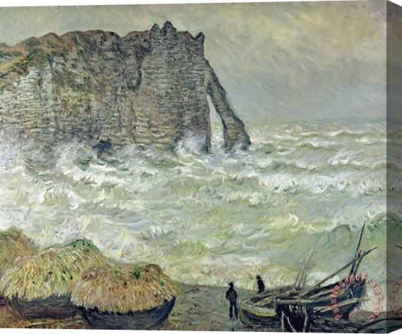 Claude Monet Rough Sea at Etretat Stretched Canvas Painting / Canvas Art