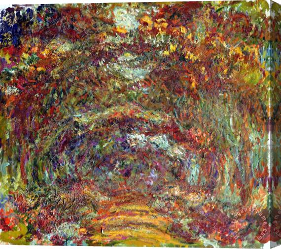 Claude Monet The Rose Path Giverny Stretched Canvas Painting / Canvas Art