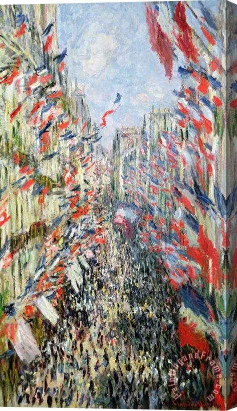 Claude Monet The Rue Montorgueil Stretched Canvas Print / Canvas Art