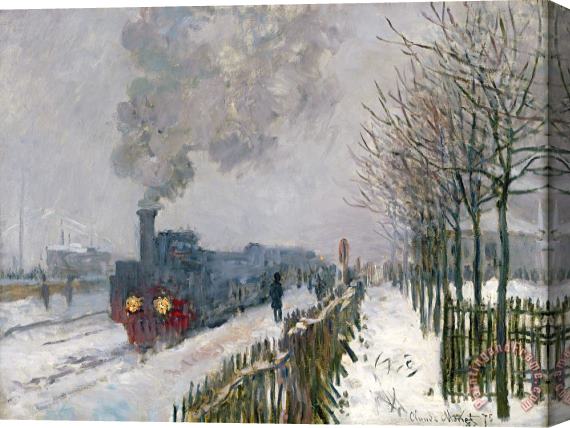 Claude Monet Train in the Snow or The Locomotive Stretched Canvas Painting / Canvas Art