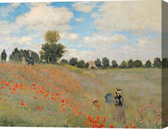 Claude Monet Wild Poppies near Argenteuil Stretched Canvas Painting / Canvas Art
