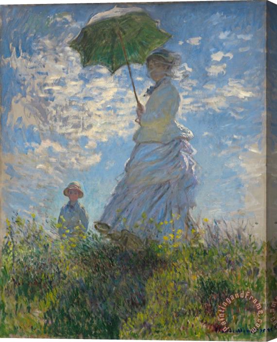 Claude Monet Woman With A Parasol Madame Monet And Her Son Stretched Canvas Painting / Canvas Art