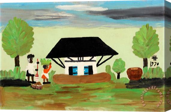 Clementine Hunter African House, 1970 Stretched Canvas Painting / Canvas Art