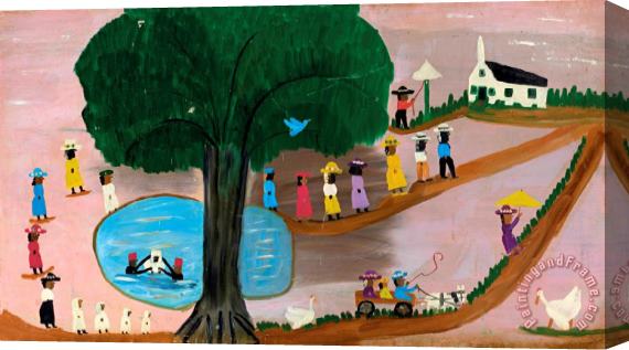 Clementine Hunter Sunday on Cane River, Louisiana, 1955 Stretched Canvas Painting / Canvas Art