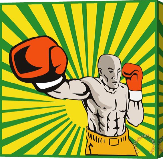 Collection 10 Boxer Boxing Jabbing Front Stretched Canvas Painting / Canvas Art