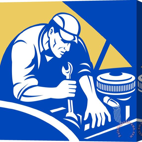 Collection 10 Car Mechanic Working Stretched Canvas Painting / Canvas Art