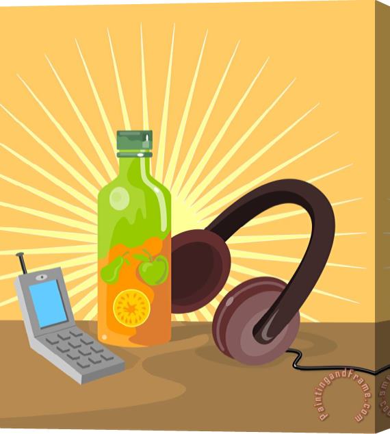 Collection 10 Mobile Phone Soda Drink Headphone Retro Stretched Canvas Painting / Canvas Art