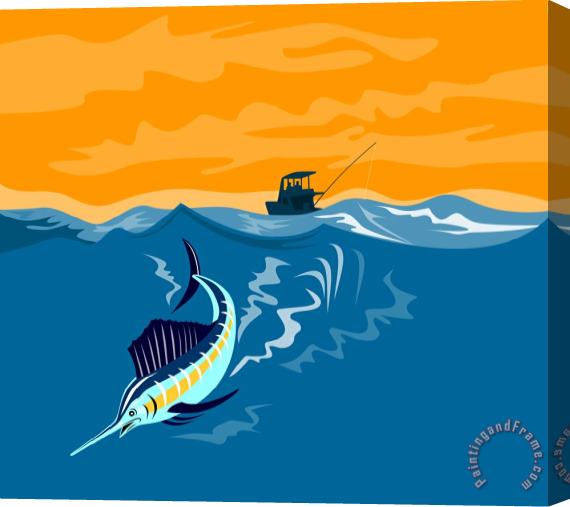 Collection 10 Sailfish fishing boat Stretched Canvas Print / Canvas Art