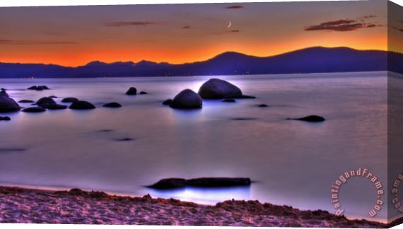 Collection 14 Crescent Moon Above Tahoe Stretched Canvas Painting / Canvas Art