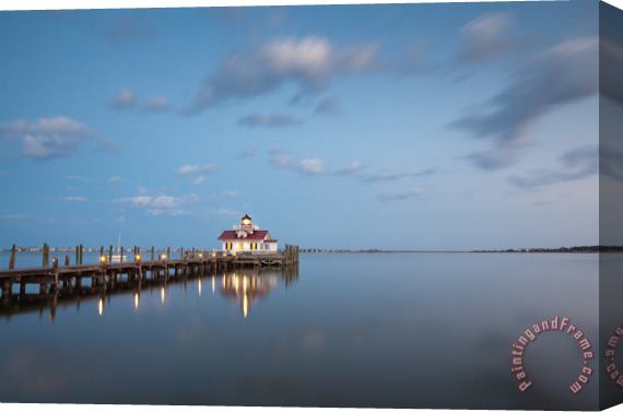 Collection 3 Roanoke Marshes OBX Lighthouse Blue Hour Dusk Stretched Canvas Painting / Canvas Art