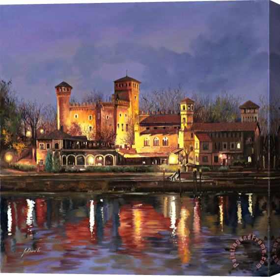 Collection 7 Torino-il borgo medioevale di notte Stretched Canvas Painting / Canvas Art