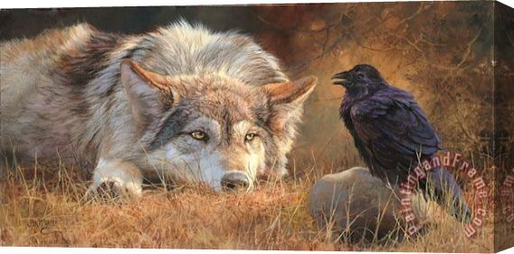 Collection Wolf Crow Stretched Canvas Painting / Canvas Art