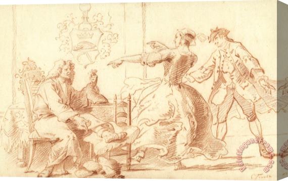 Cornelis Troost De Rijke Podagralijder, Uitgelachen Door Een Jonge Vrouw Stretched Canvas Painting / Canvas Art
