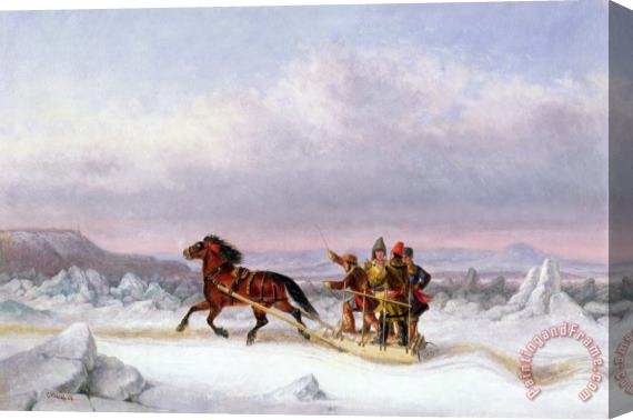 Cornelius Krieghoff Crossing the Saint Lawrence from Levis to Quebec on a Sleigh Stretched Canvas Print / Canvas Art