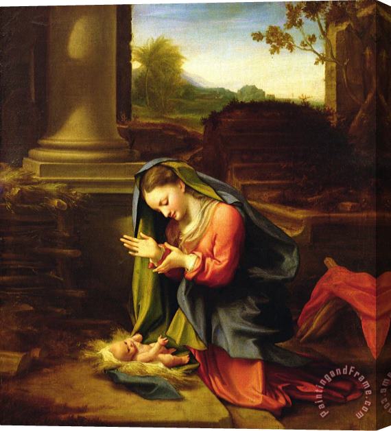 Correggio Our Lady Worshipping The Child Stretched Canvas Painting / Canvas Art