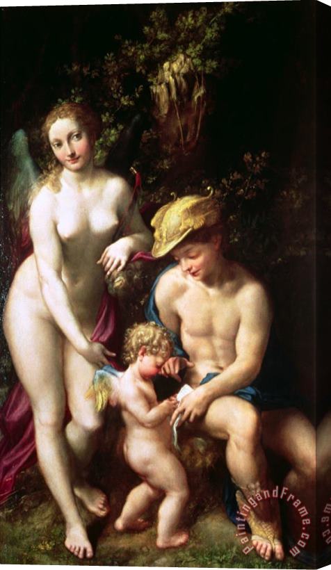 Correggio Venus with Mercury And Cupid ('the School of Love') Stretched Canvas Painting / Canvas Art