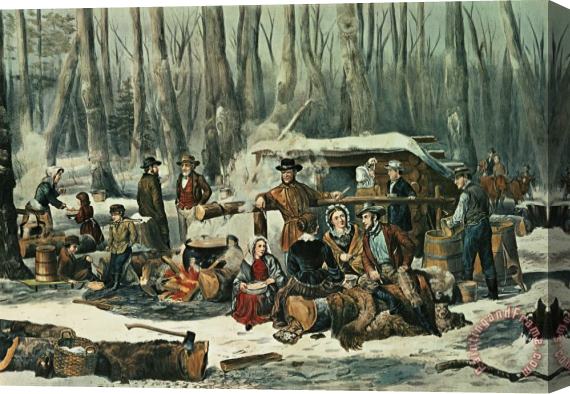 Currier and Ives American Forest Scene Stretched Canvas Print / Canvas Art