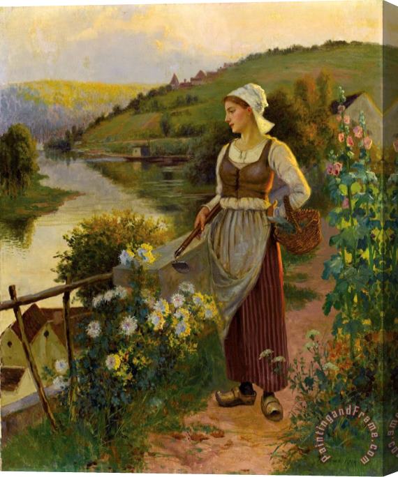 Daniel Ridgway Knight Tending to The Garden Stretched Canvas Painting / Canvas Art