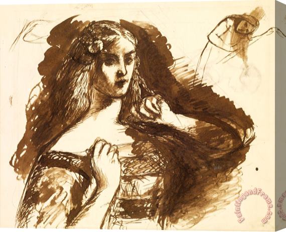 Dante Gabriel Rossetti Half Length Sketch of a Young Woman Stretched Canvas Print / Canvas Art