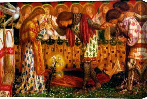 Dante Gabriel Rossetti How Sir Galahad, Sir Bors And Sir Percival Were Fed with The Sanc Grael; But Sir Percival's Sister Died by The Way Stretched Canvas Painting / Canvas Art