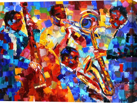 Debra Hurd Bold Jazz Quartet Stretched Canvas Painting / Canvas Art