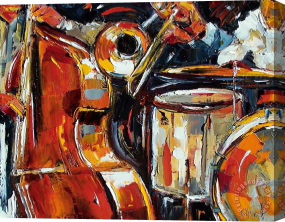 Debra Hurd Bone Bass and Drums Stretched Canvas Painting / Canvas Art