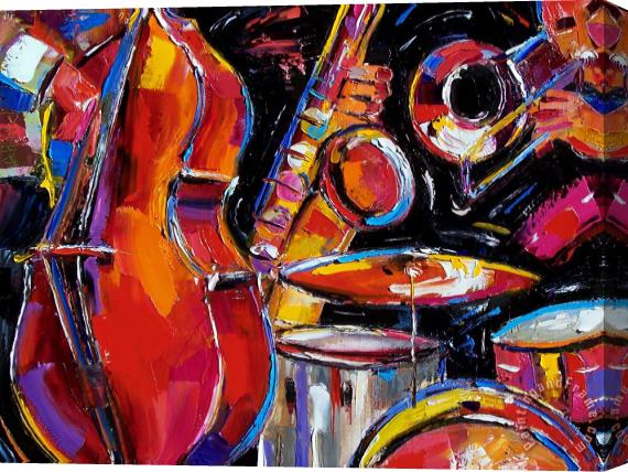 Debra Hurd Red Jazz Stretched Canvas Painting / Canvas Art