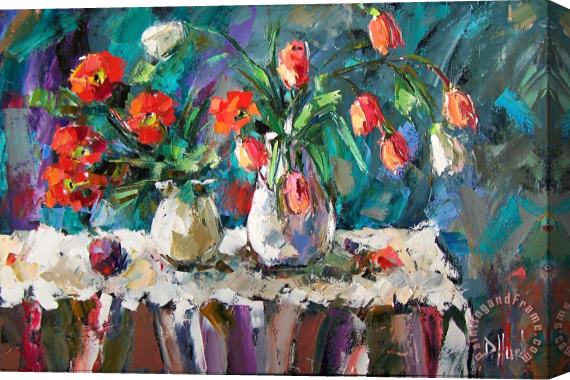 Debra Hurd Two White Tulips Stretched Canvas Print / Canvas Art