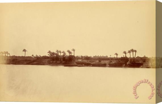 Despoineta Banks of The Nile with Palm Trees And Boats Stretched Canvas Print / Canvas Art