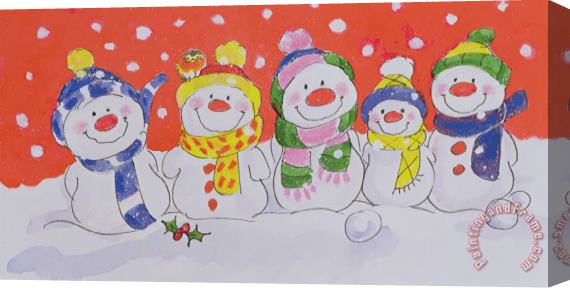 Diane Matthes Snow Family Stretched Canvas Painting / Canvas Art