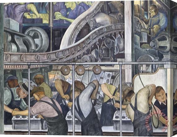 Diego Rivera Detroit Industry Murals Production of Automotive Exterior And Final Assembly, Detroit Industry, North Wall Automotive Panel, Detail Stretched Canvas Print / Canvas Art