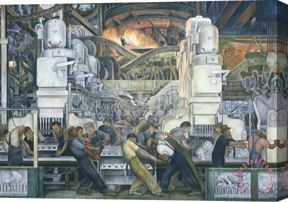 Diego Rivera Detroit Industry, North Wall (detail, Center Panel) Stretched Canvas Print / Canvas Art