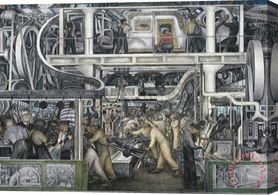 Diego Rivera Detroit Industry , South Wall (detail, Center Panel) Stretched Canvas Painting / Canvas Art