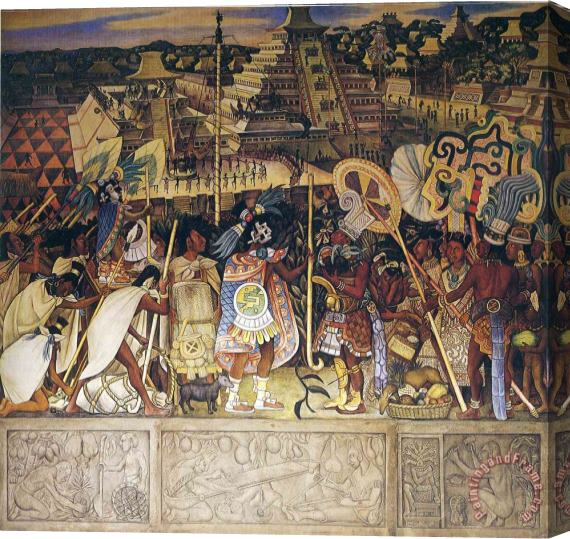 Diego Rivera Totonac Civilization 1950 Stretched Canvas Painting / Canvas Art
