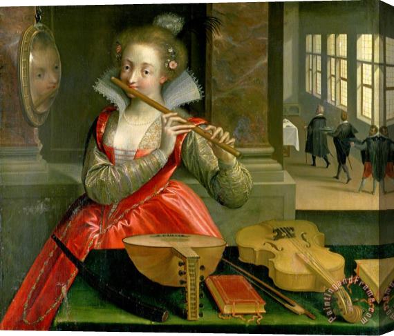 Dirk de Quade van Ravesteyn Allegory of Music (the Fluteplayer) Stretched Canvas Print / Canvas Art