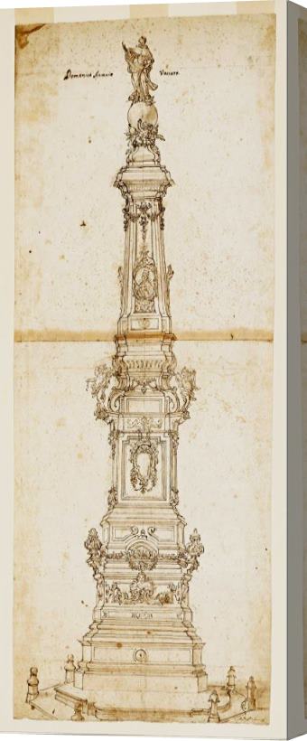 Domenico Antonio Vaccaro Design for The Obelisk of St. Dominic, Piazza San Domenico Maggiore, Naples Stretched Canvas Painting / Canvas Art