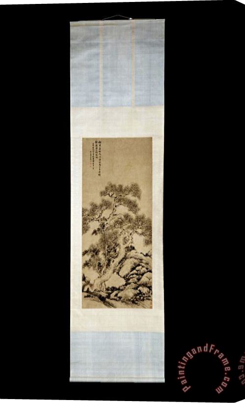 Dong Bangda Pine And Rock Stretched Canvas Print / Canvas Art