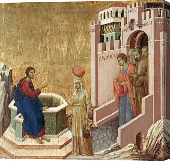 Duccio Christ And The Samaritan Woman Stretched Canvas Print / Canvas Art