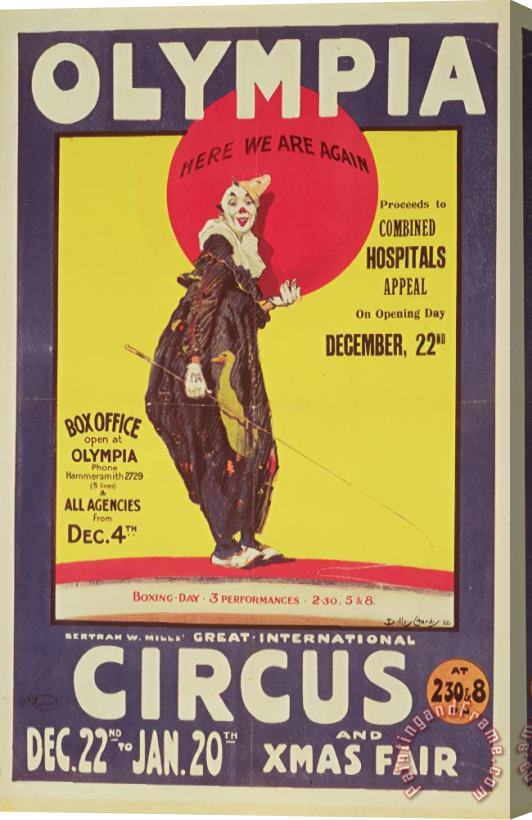 Dudley Hardy Bertram Mills circus poster Stretched Canvas Painting / Canvas Art