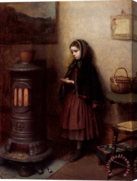 Eastman Johnson Warming Her Hands Stretched Canvas Painting / Canvas Art
