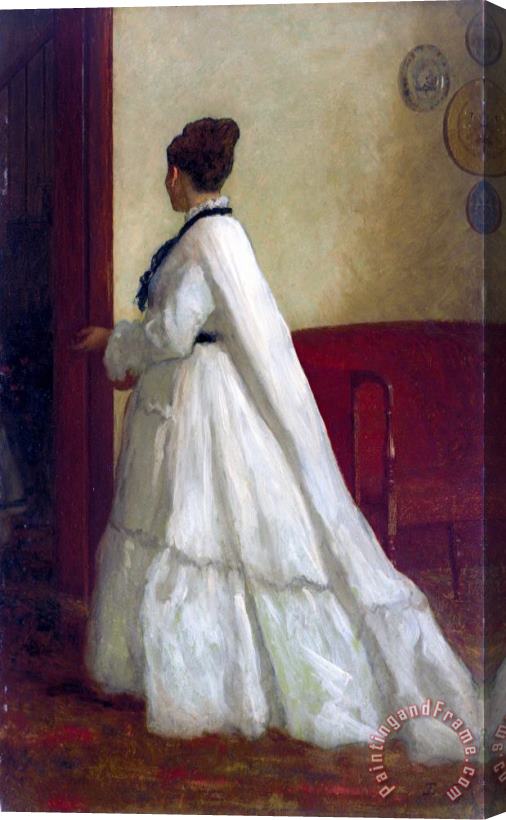 Eastman Johnson Woman in a White Dress Stretched Canvas Painting / Canvas Art
