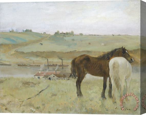 Edgar Degas Horses in a Meadow Stretched Canvas Painting / Canvas Art