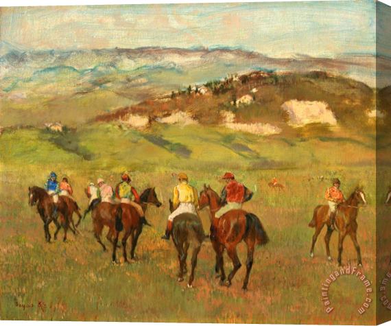 Edgar Degas Jockeys on Horseback before Distant Hills Stretched Canvas Painting / Canvas Art