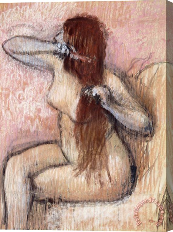 Edgar Degas Nude Seated Woman Arranging Her Hair Femme Nu Assise Se Coiffant Stretched Canvas Painting / Canvas Art