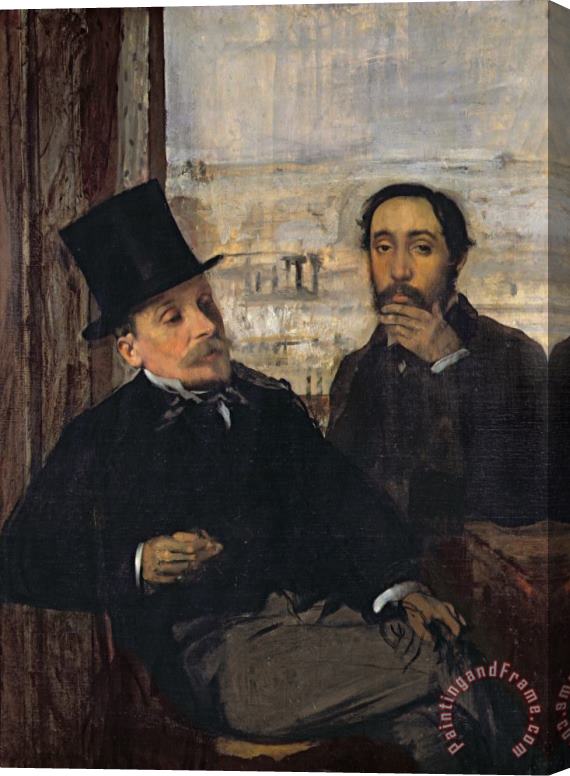 Edgar Degas Self Portrait with Evariste de Valernes Stretched Canvas Painting / Canvas Art