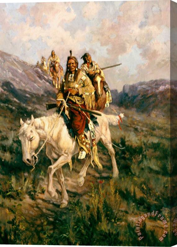 Edgar Samuel Paxson Visit To Another Tribe Stretched Canvas Painting / Canvas Art
