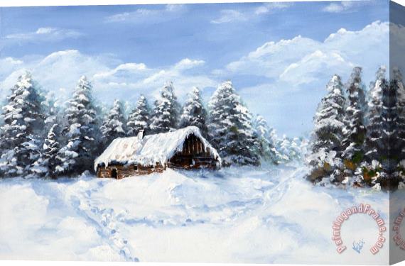 Edit Voros Pine Forest In Winter Stretched Canvas Painting / Canvas Art