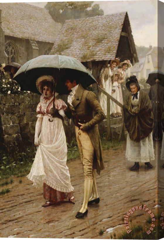 Edmund Blair Leighton A Wet Sunday Morning Stretched Canvas Painting / Canvas Art